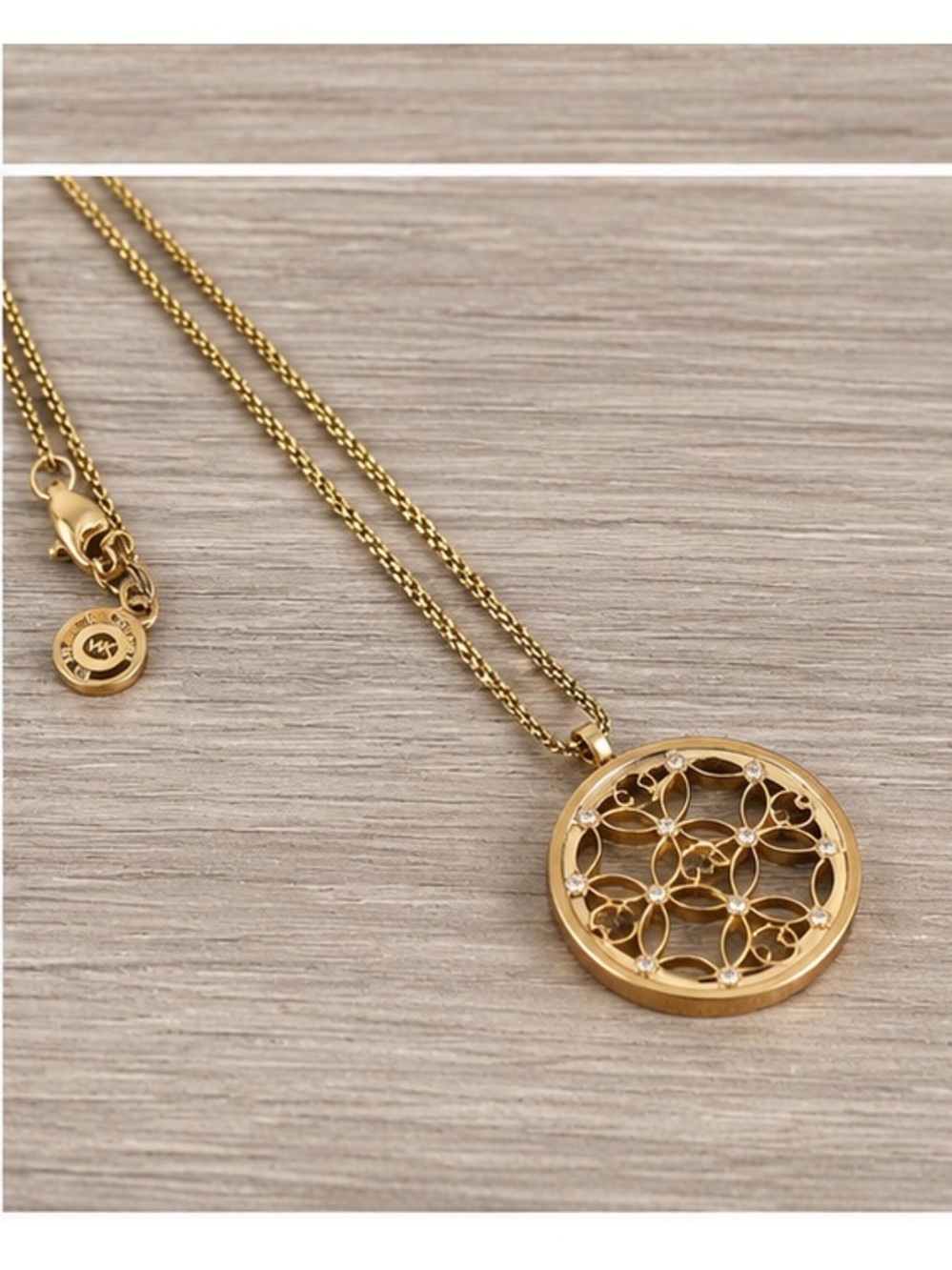 Michael Kors Gold-Tone Logo Medallion Necklace